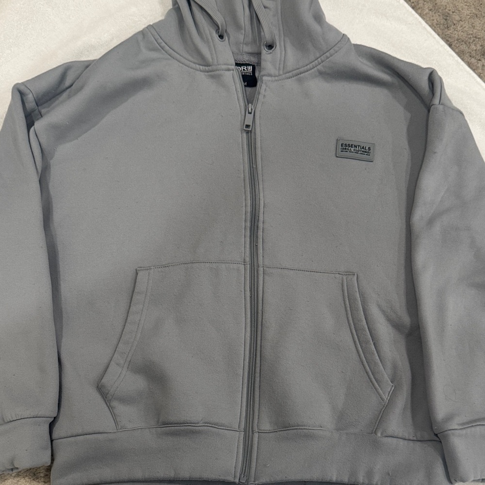 Essentials Charcoal Full-Zip Hoodie